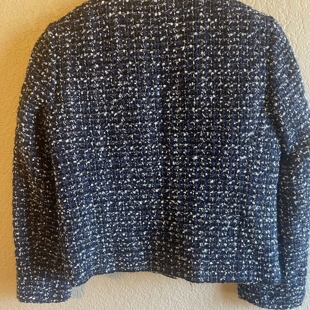 NWOT J. Crew Midnight Boucle - Navy and Silver Tweed Cropped Blazer - Size 4 - Picture 5 of 10